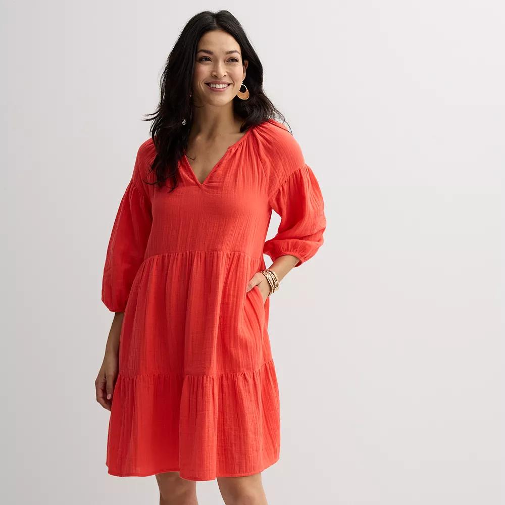 Women's Sonoma Goods For Life® Elevated Tiered Babydoll Dress, Size: XS, Blissful Product Image