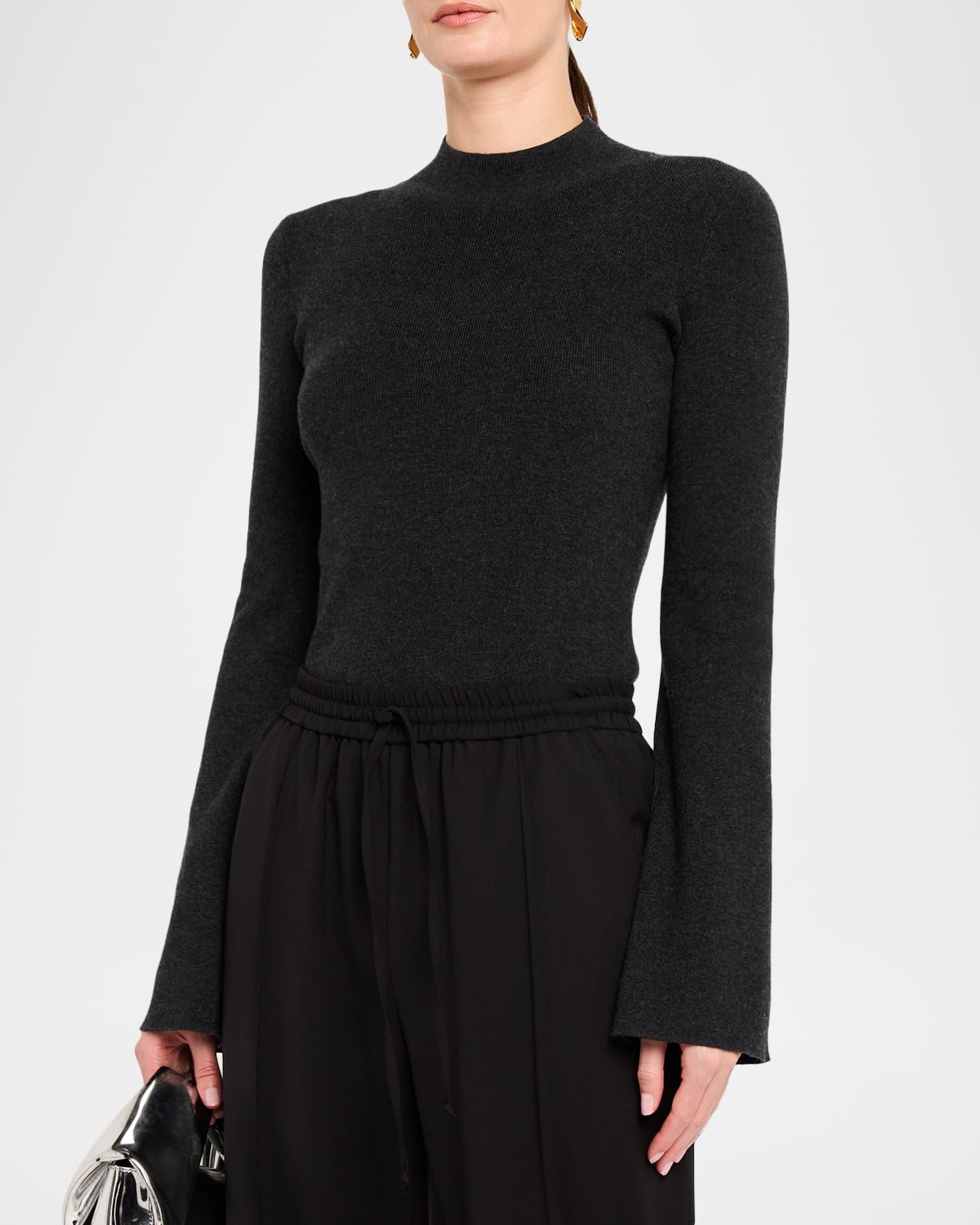 Francesca Mock-Neck Fine Rib Knit Sweater Product Image