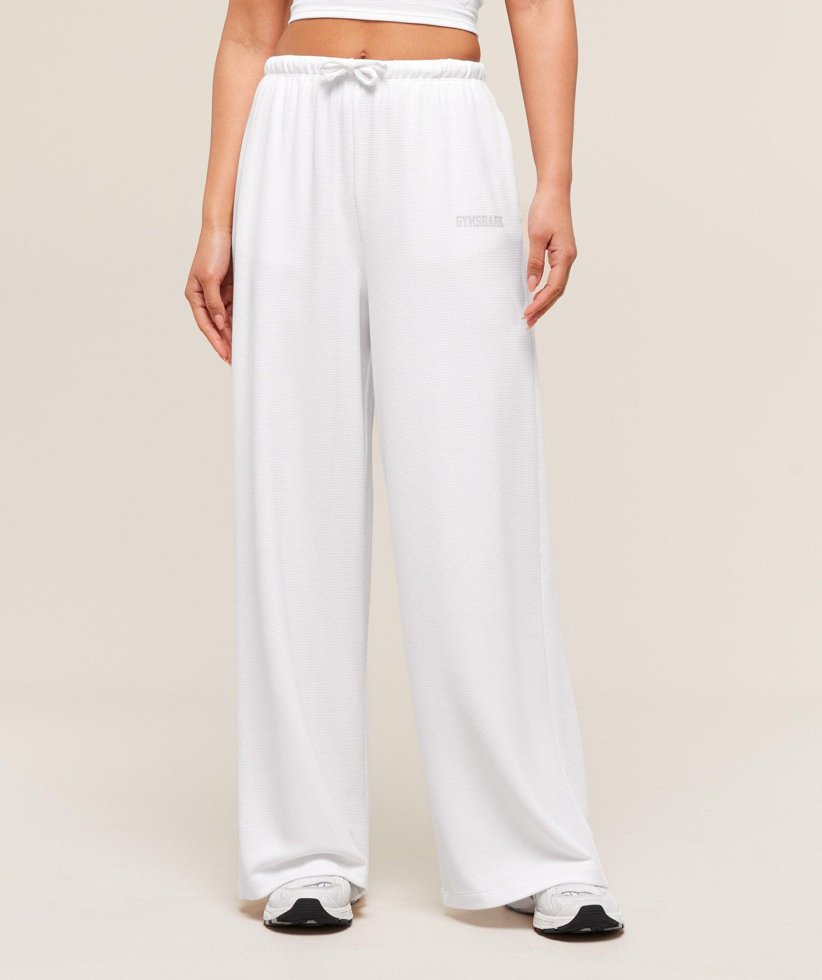 Gymshark Waffle Wide Leg Pants - White Female Product Image
