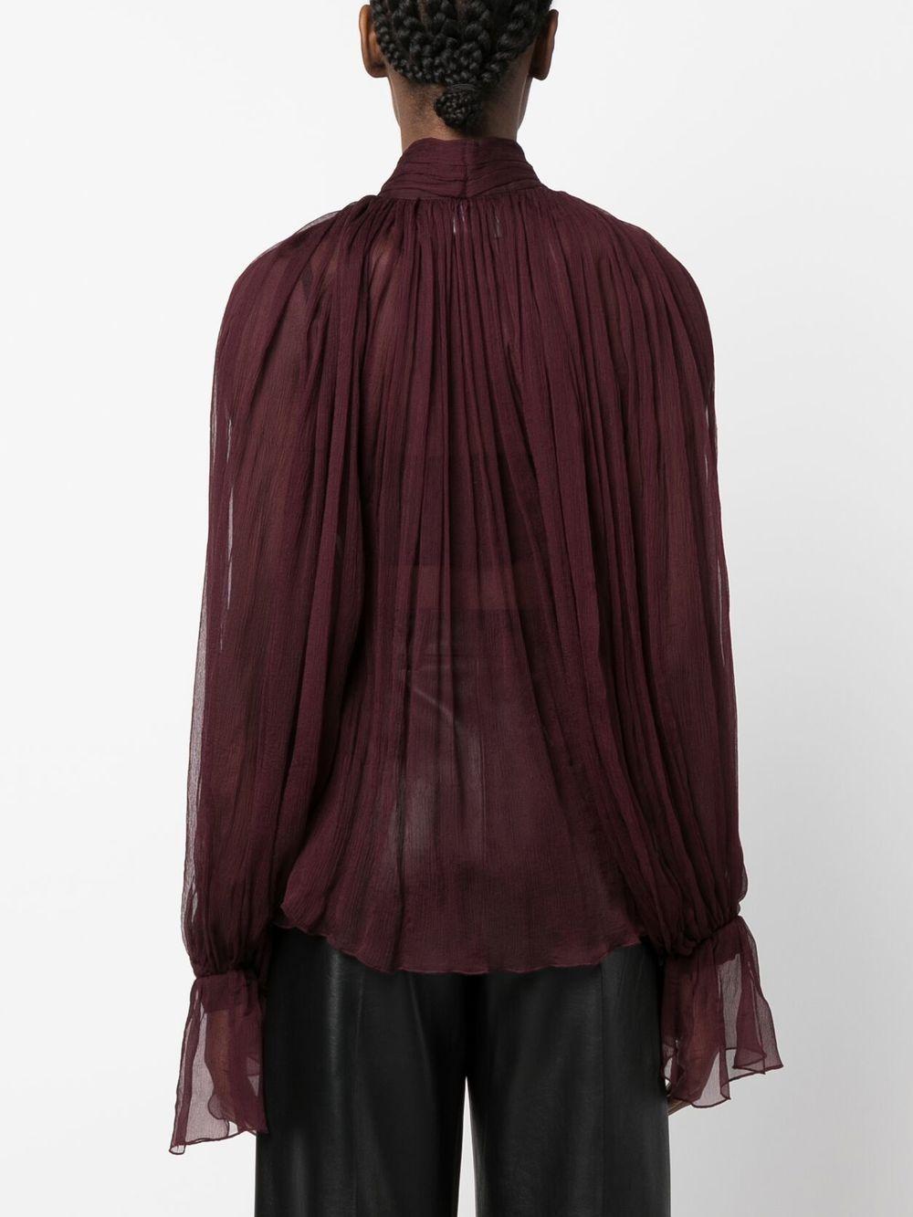 semi-sheer tie-neck blouse Product Image