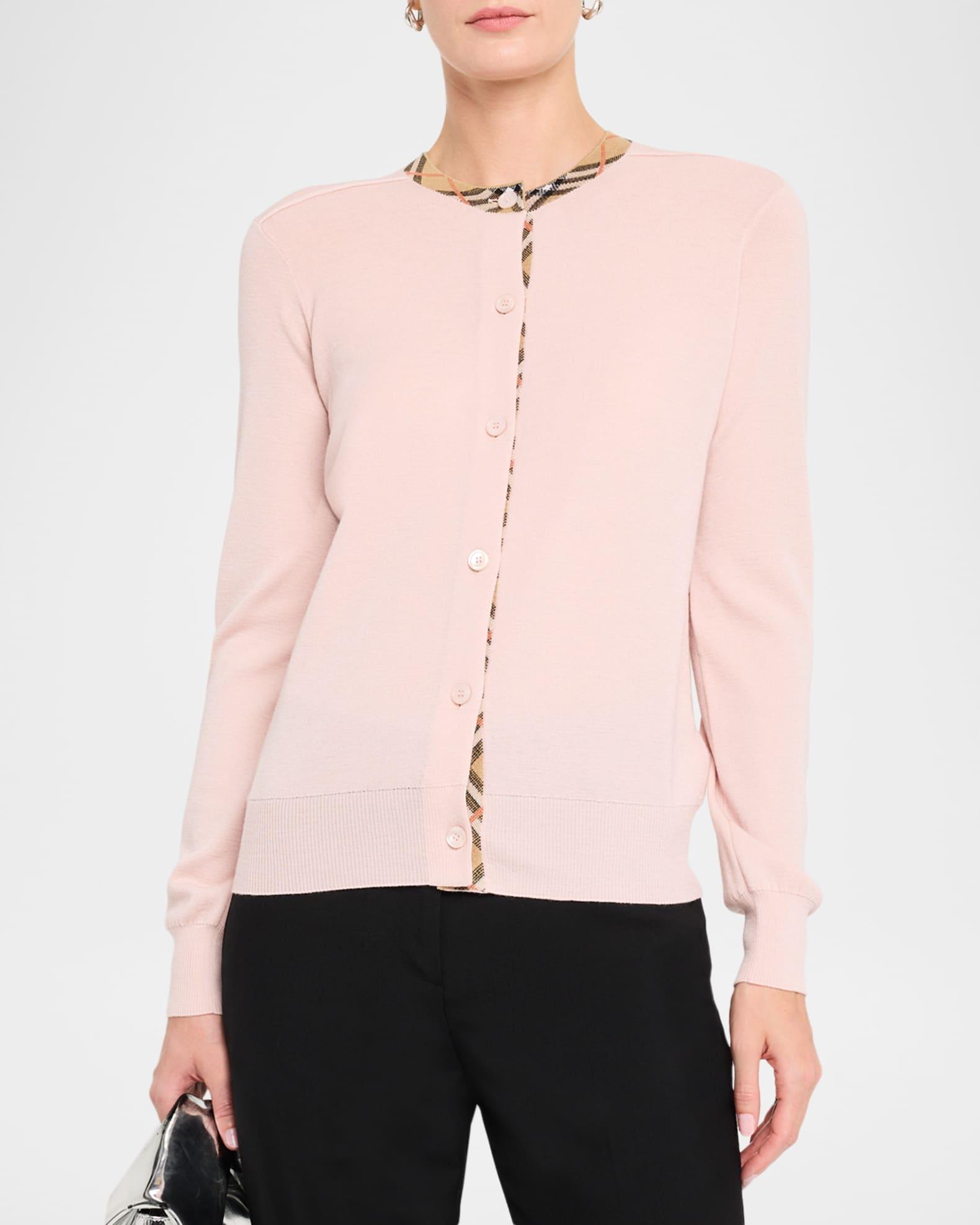 Check Collar Crewneck Cardigan Product Image