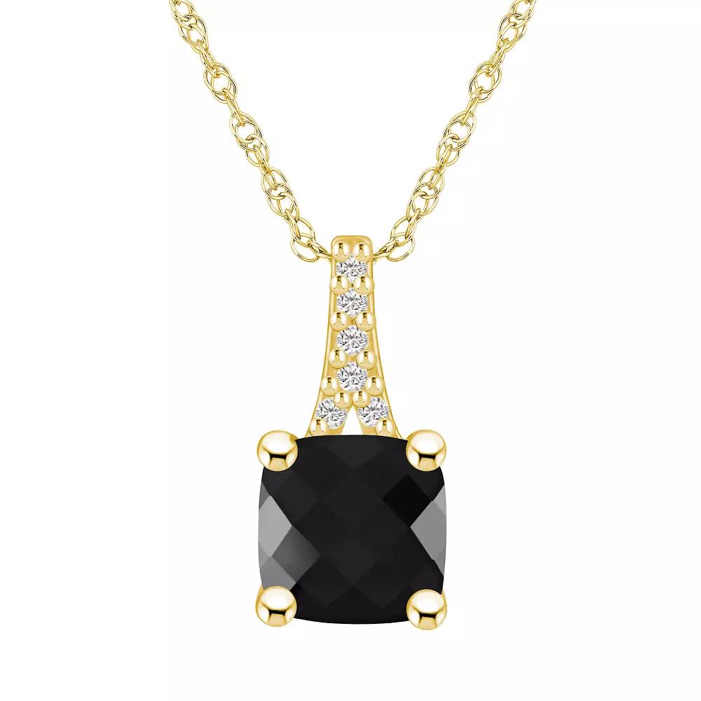 Alyson Layne 10k Gold Cushion Gemstone Diamond Accent Pendant Necklace, Women's, Size: 18", Black Product Image
