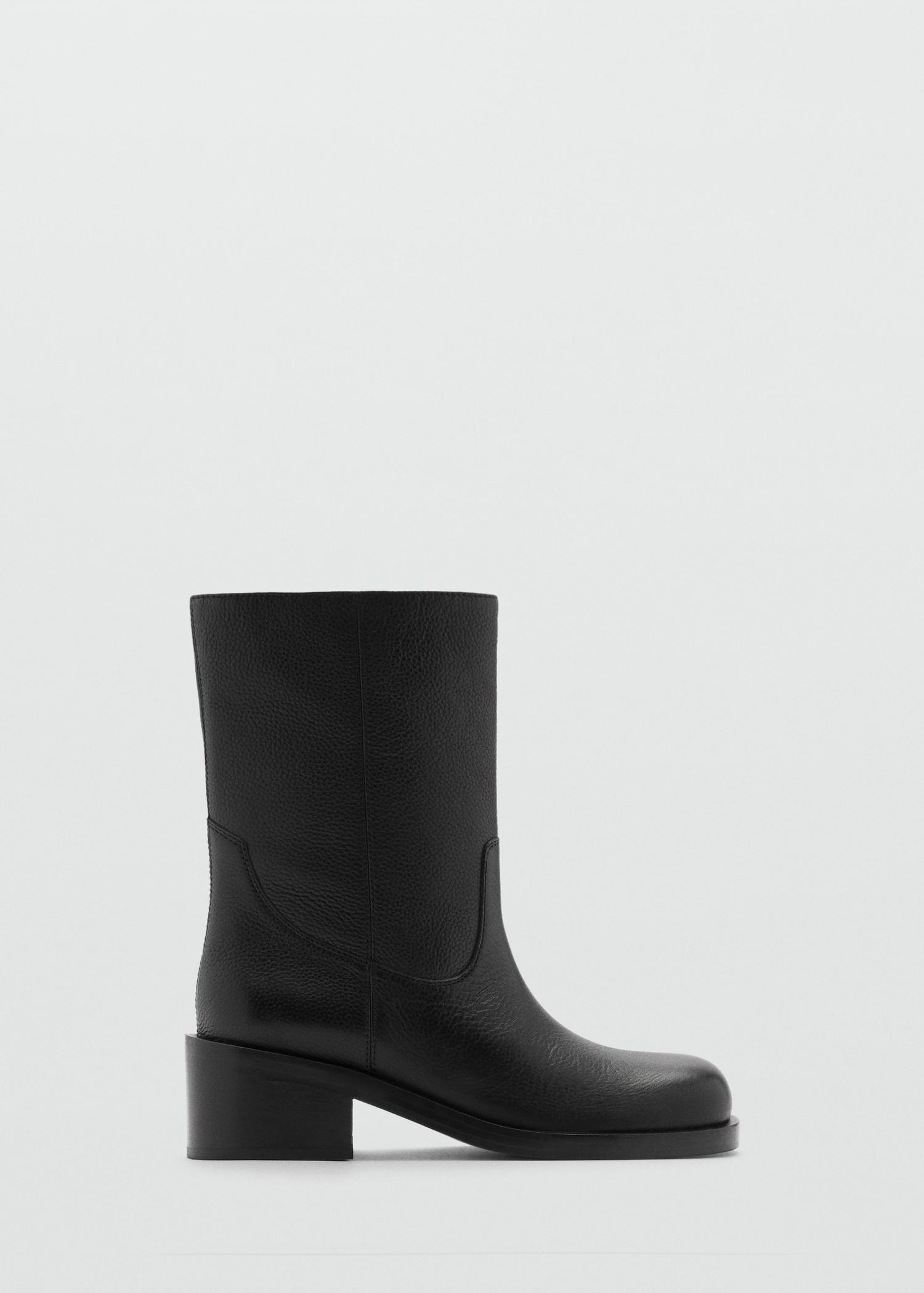 Squared toe leather ankle boots - Women | MANGO USA Product Image