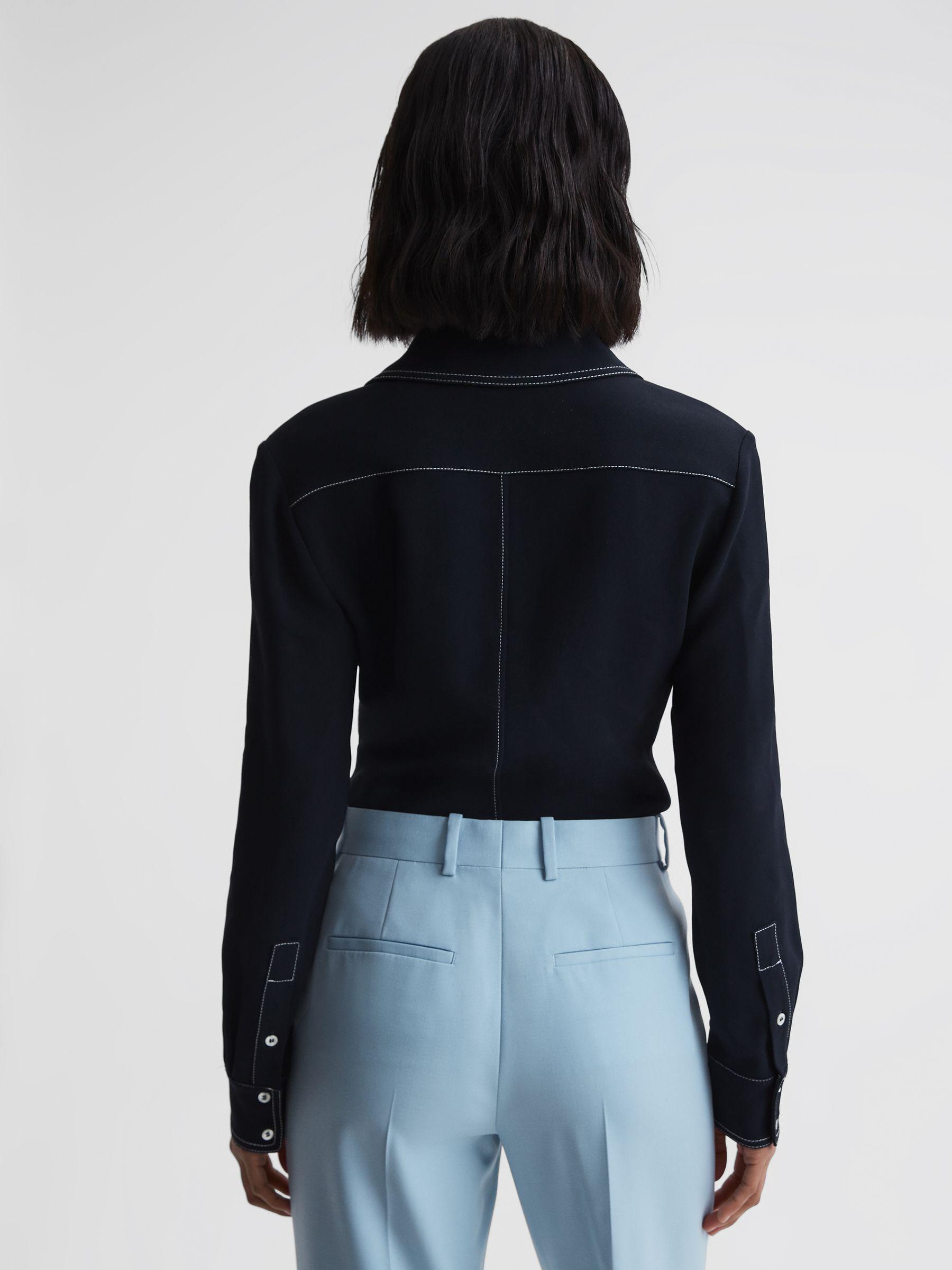 Premium Stitch Detail Fitted Shirt in Navy Product Image