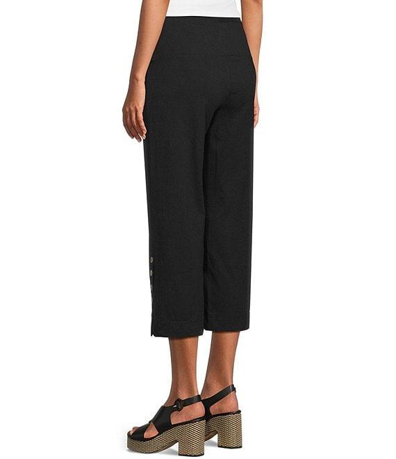 Intro Aimee Solid Suave Knit Straight Leg Tummy Control Coconut Button Hem Pull-On Pants Product Image