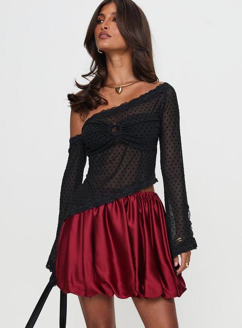 Rubee Bubble Hem Mini Skirt Red Product Image