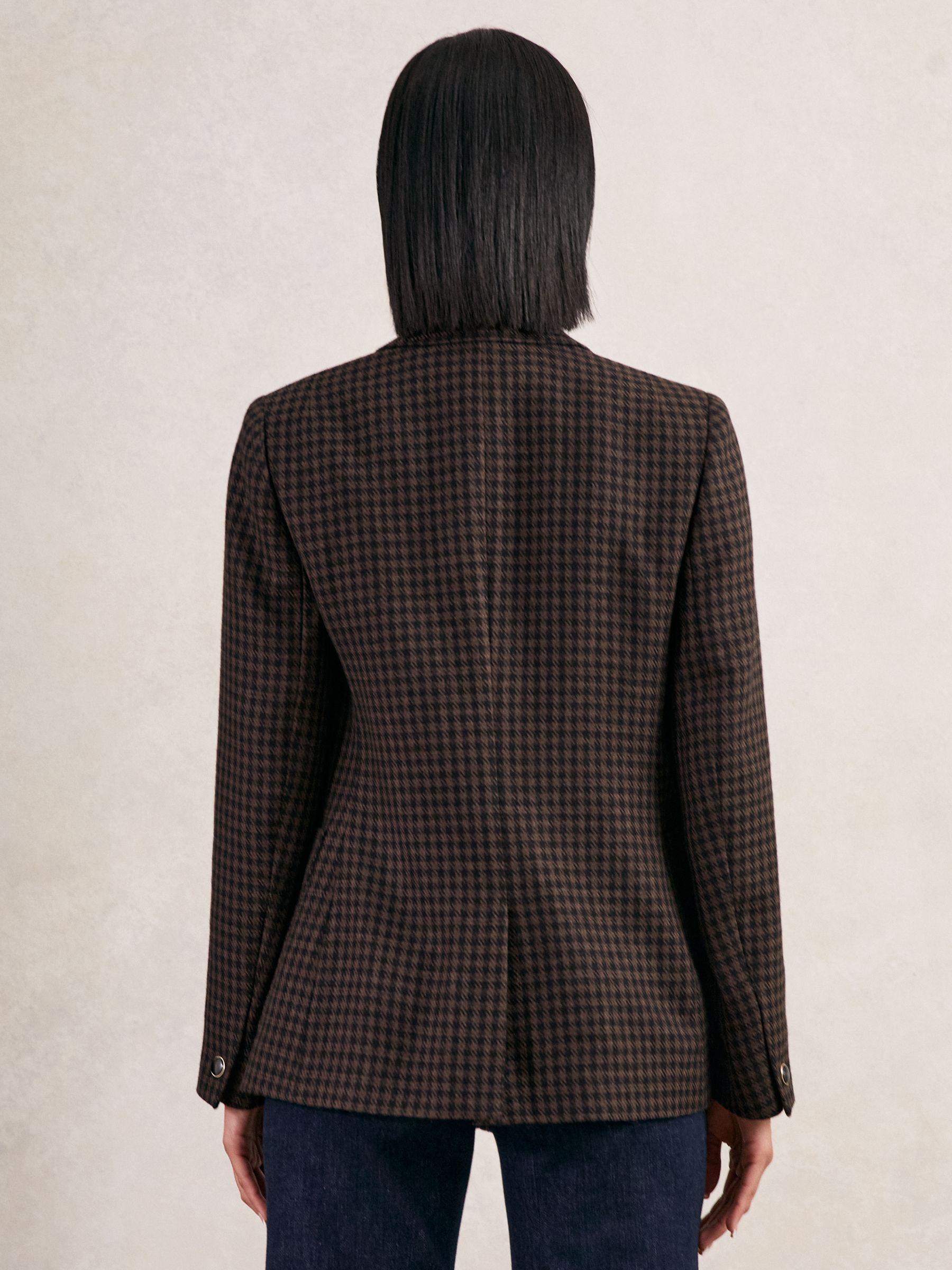 Wool-Blend Double-Breasted Check Blazer in Brown Check Product Image