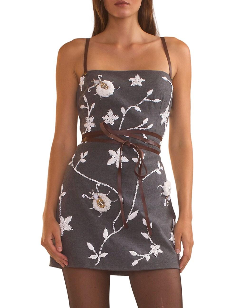 Womens Embroidered Strappy Minidress Product Image