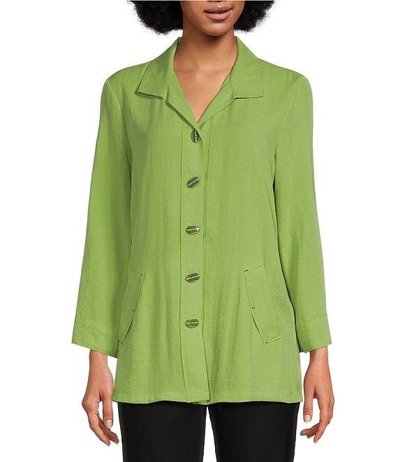 Ali Miles Point Collar 3/4 Sleeve Button Front Tunic Product Image