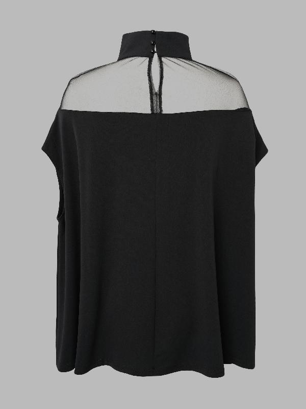 Batwing Sleeves See-Through High-Neck Blouses&Shirts Tops Product Image