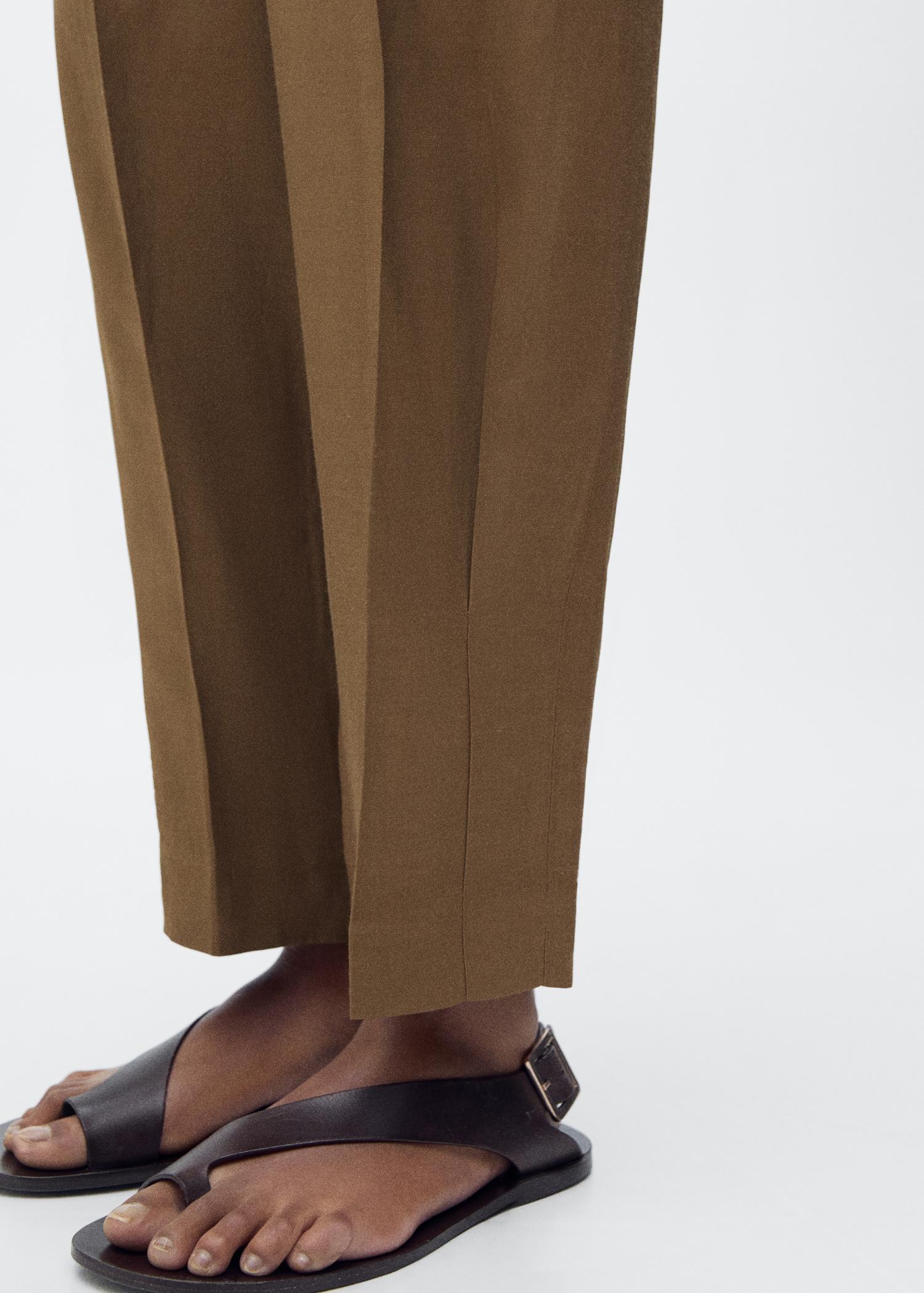 Linen-blend pleated pants - Women | MANGO USA Product Image