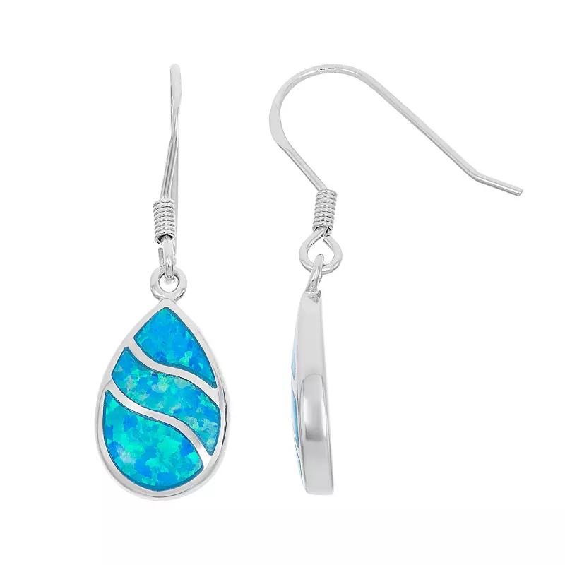 Lab-Created Blue Opal Sterling Silver Teardrop Earrings, Women's Product Image