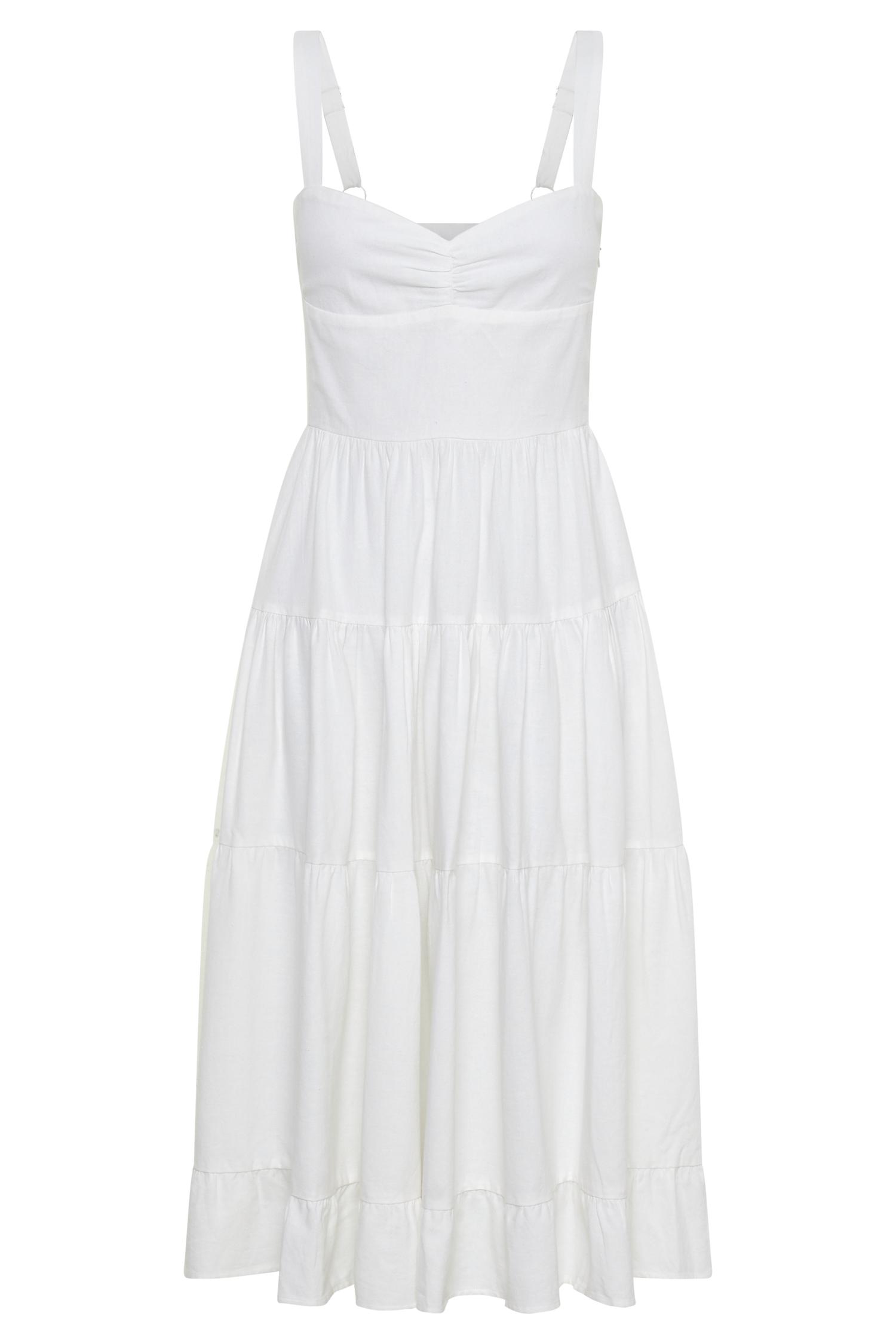 Adriana Linen Midi Dress - White Product Image