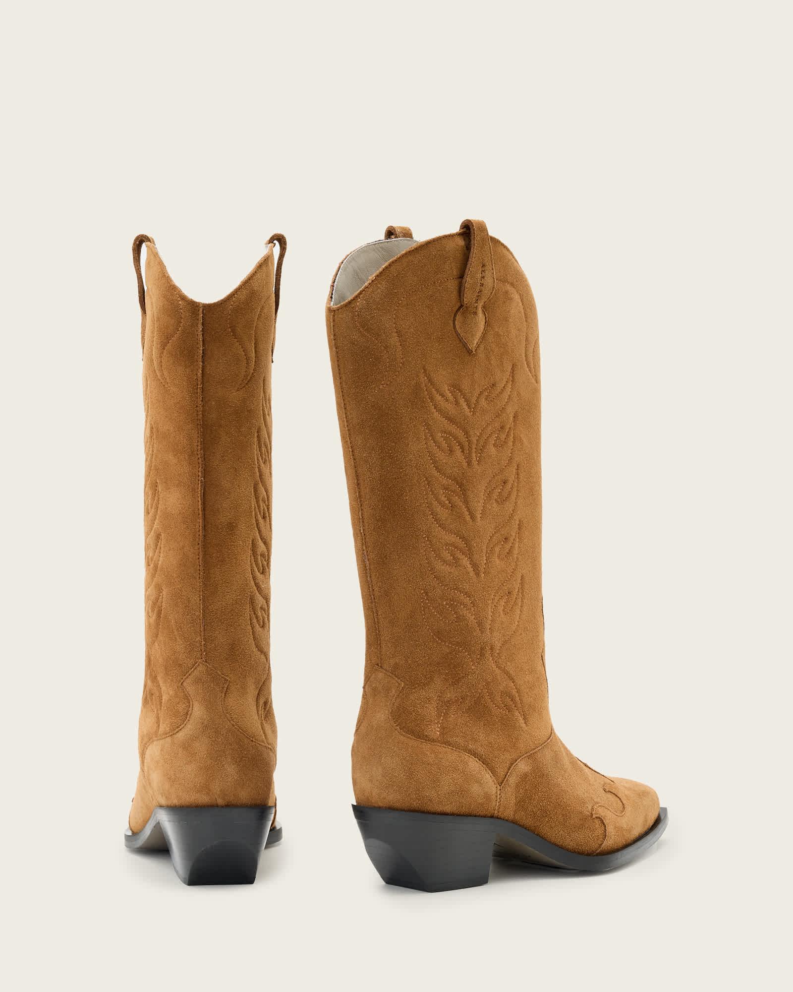 Dolly Western Suede Boots SEPIA BROWN | ALLSAINTS US Product Image