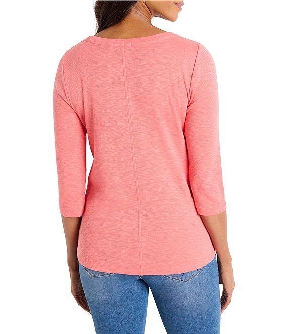 NIC + ZOE Knit Boat Neck 3/4 Sleeve Tee Product Image