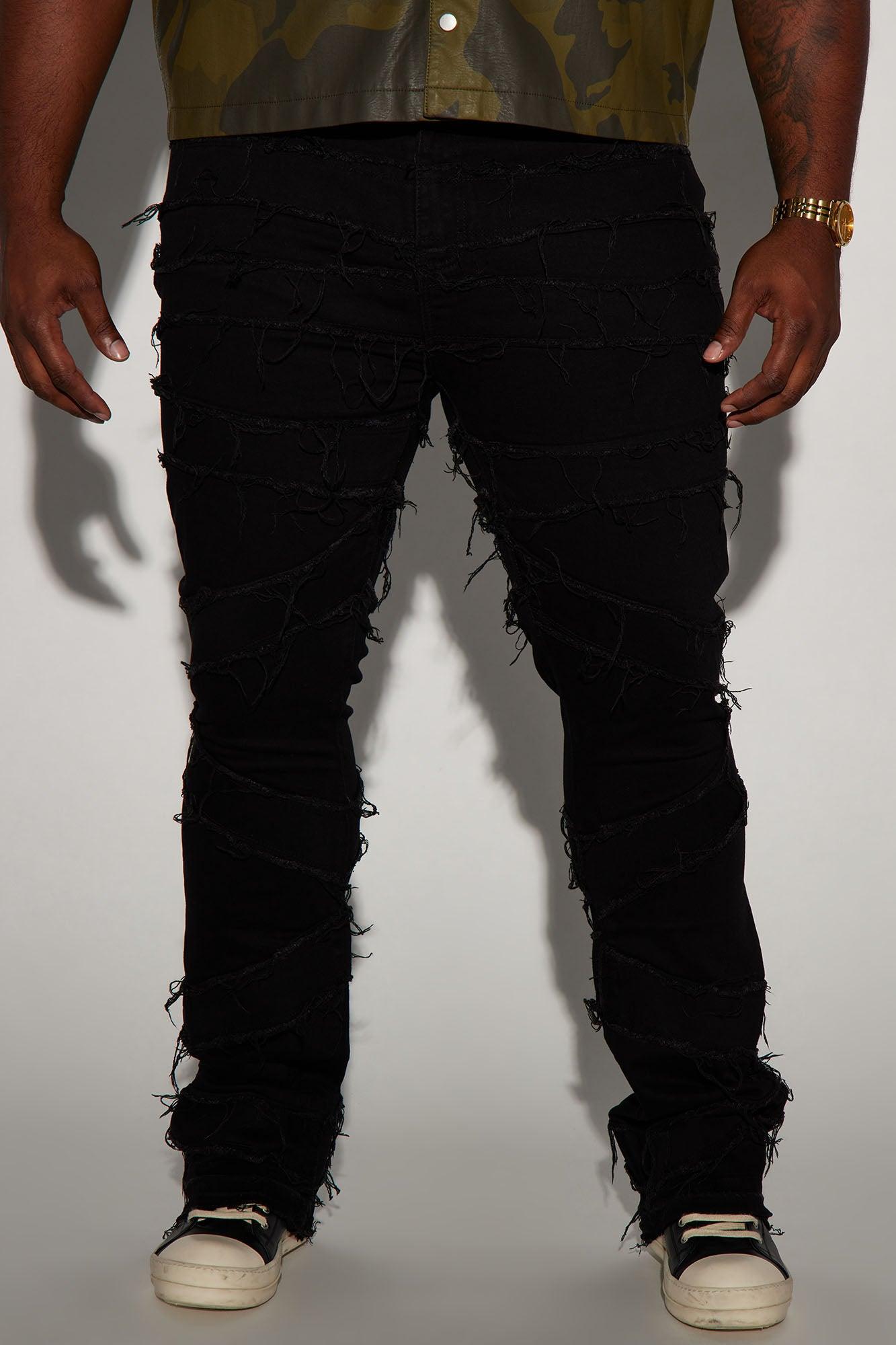In All Ways Fray Stacked Skinny Flare Jeans - Black Product Image