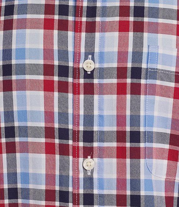 Roundtree & Yorke Short Sleeve Large Plaid Oxford Sport Shirt Product Image