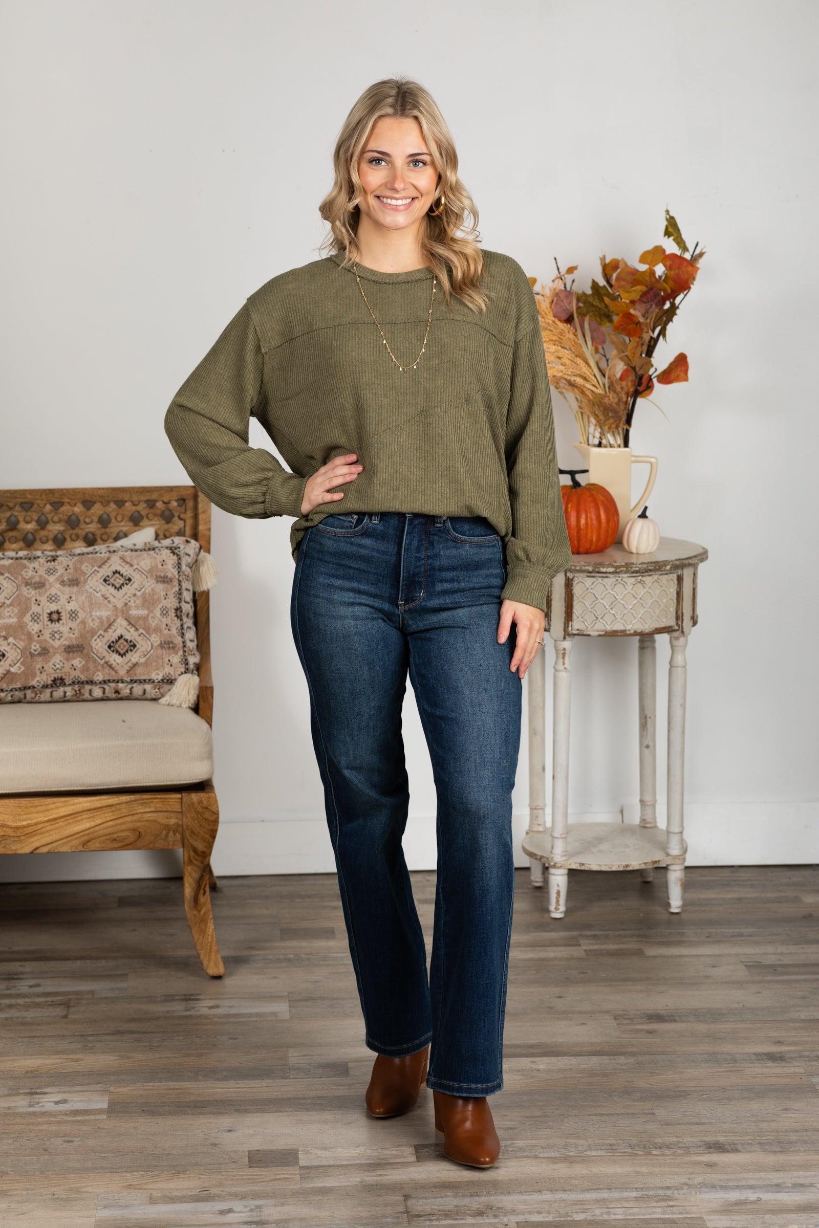 Solid Knit Top With Asymmetrical Exposed Seams Product Image