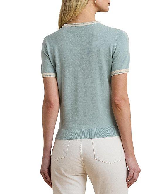 Lauren Ralph Lauren Knit Round Neck Short Sleeve Sweater Product Image