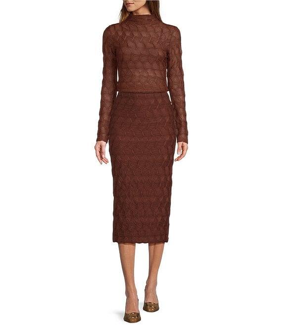 Antonio Melani Evangeline Puckered Jacquard Coordinating Pencil Midi Skirt Product Image