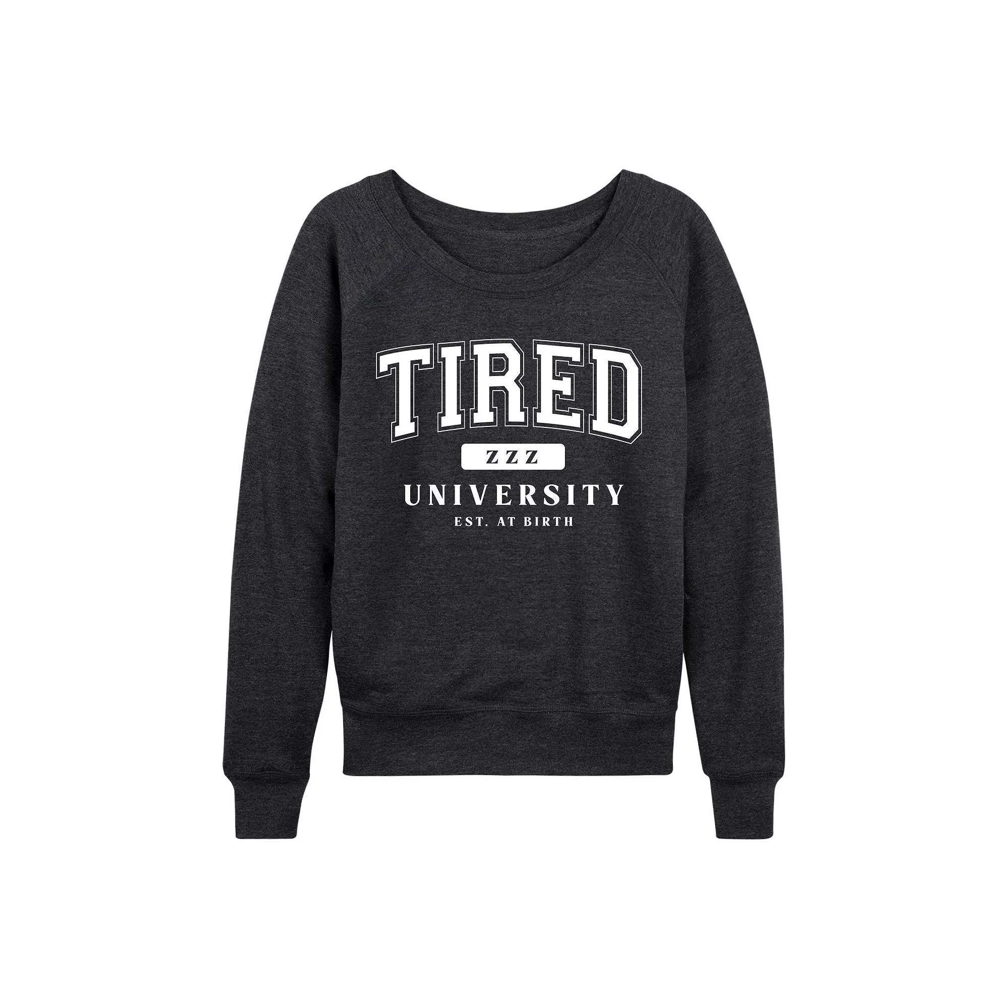 Women's Tired University French Terry Long Sleeve Tee, Girl's, Size: Small, Heather Grey Product Image