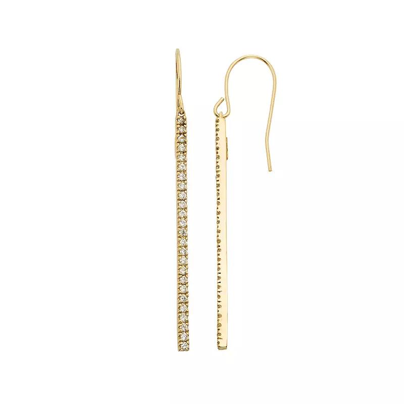 1/2 Carat T.W. Diamond 10k Gold Stick Drop Earrings, Women's, White Product Image