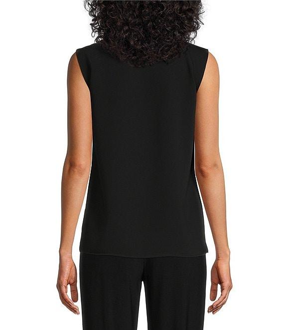 Caroline Rose Matte Crepe Scoop Neck Sleeveless Tank Top Product Image