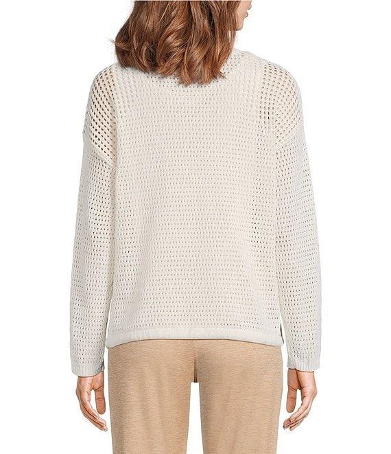 Kinesis Mesh Shoulder Tie Hem Crew Neck Long Sleeve Sweatshirt Product Image