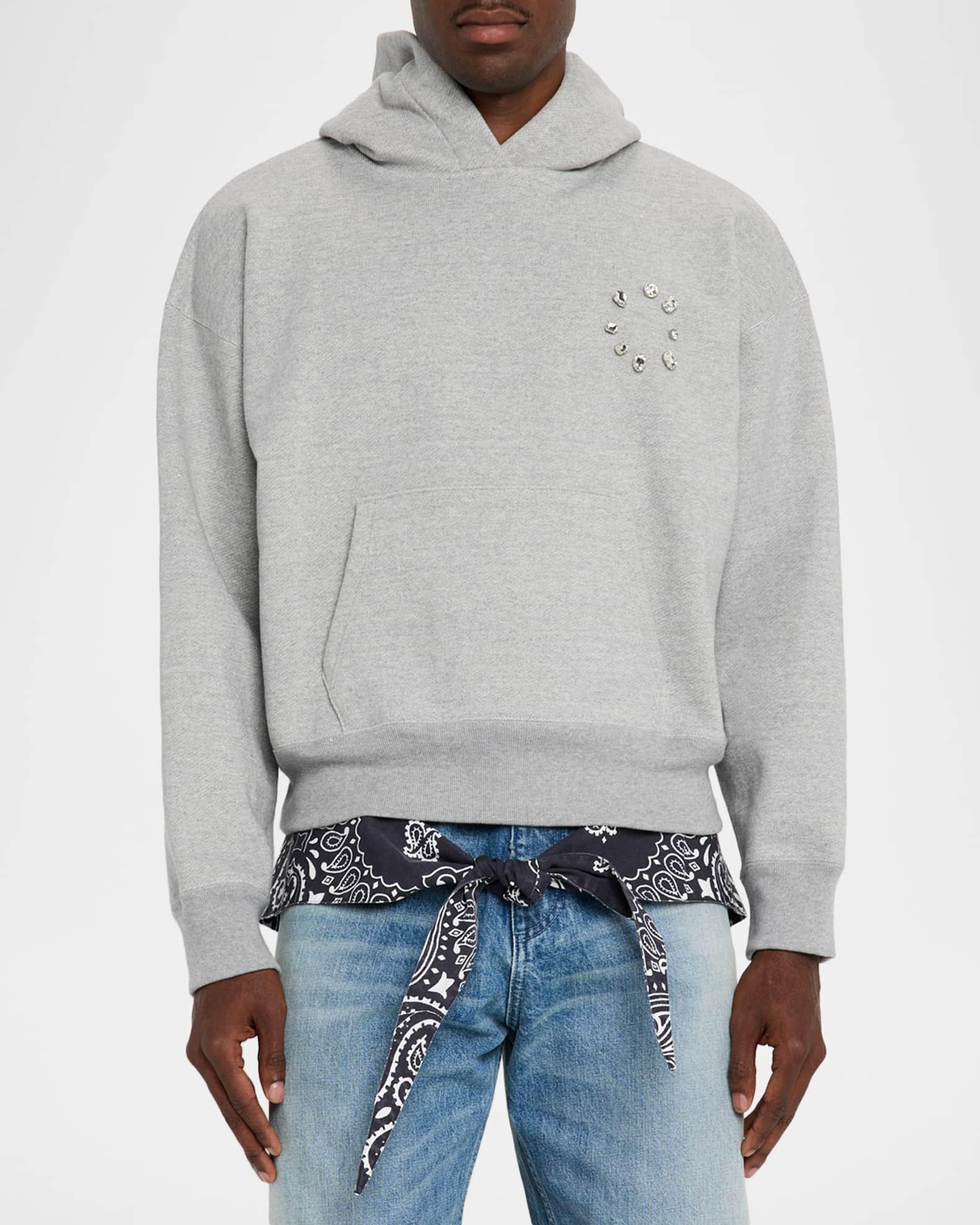 Men's Cotton Chest-Rhinestone Hoodie Product Image