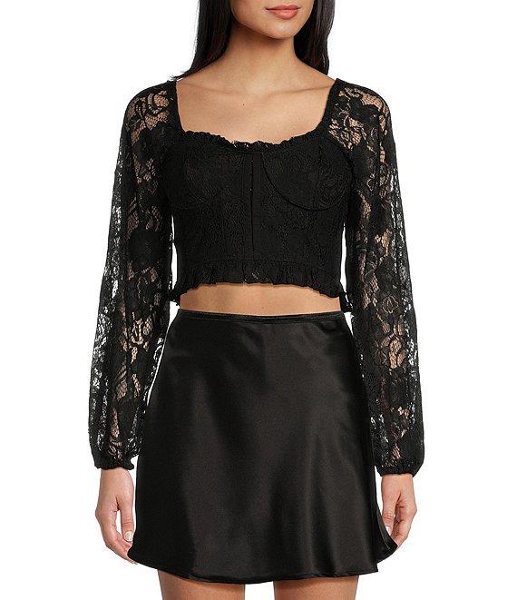 Evolutionary Long Sleeve Printed Lace Corset Top Product Image