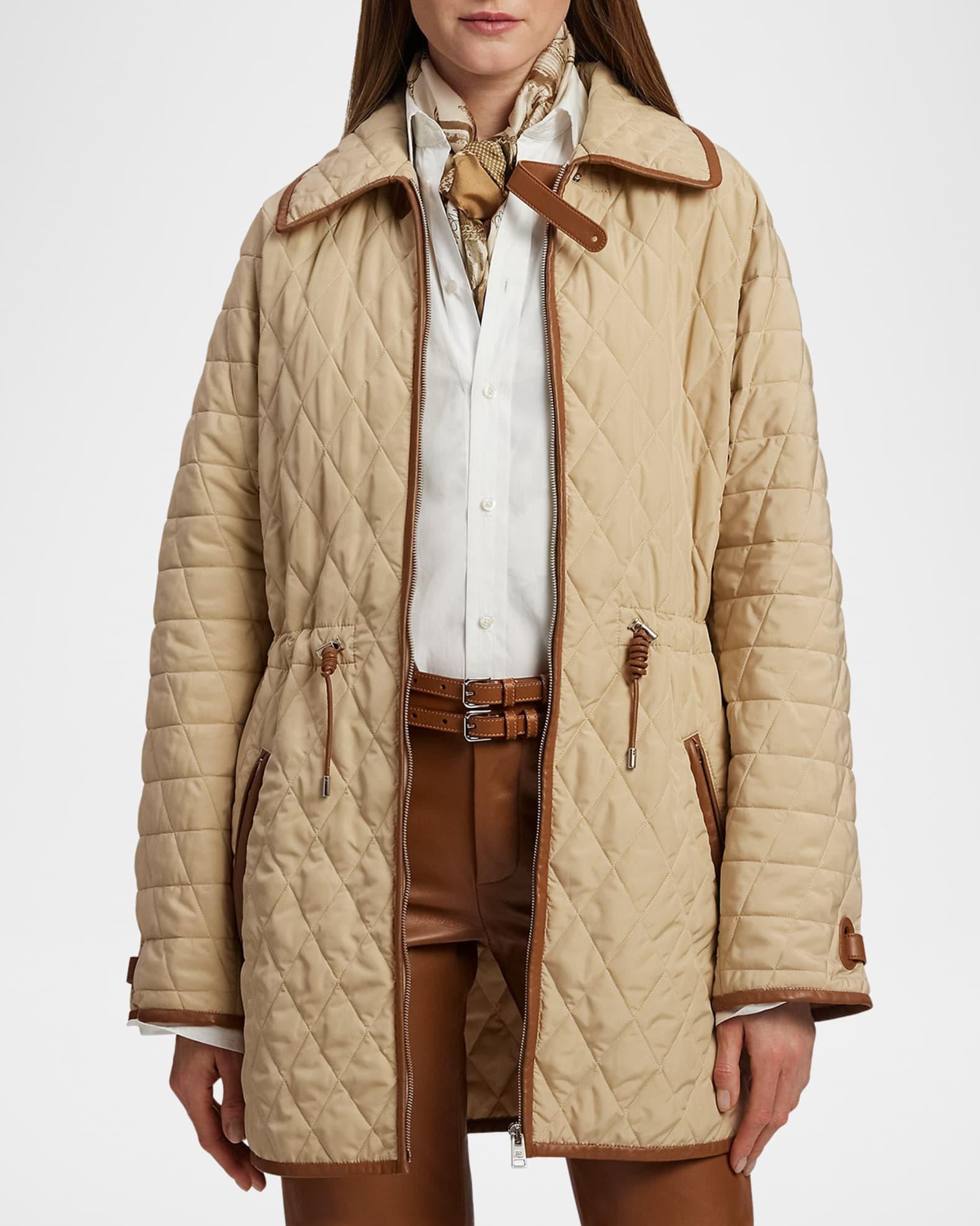 Saundra Quilted Leather-Trim Coat Product Image