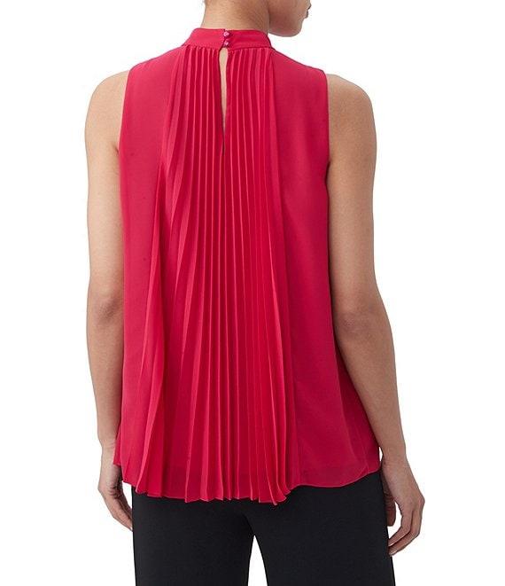 Trina Turk Farasha Georgette Mock Neck Sleeveless Pleated Panel Top Product Image