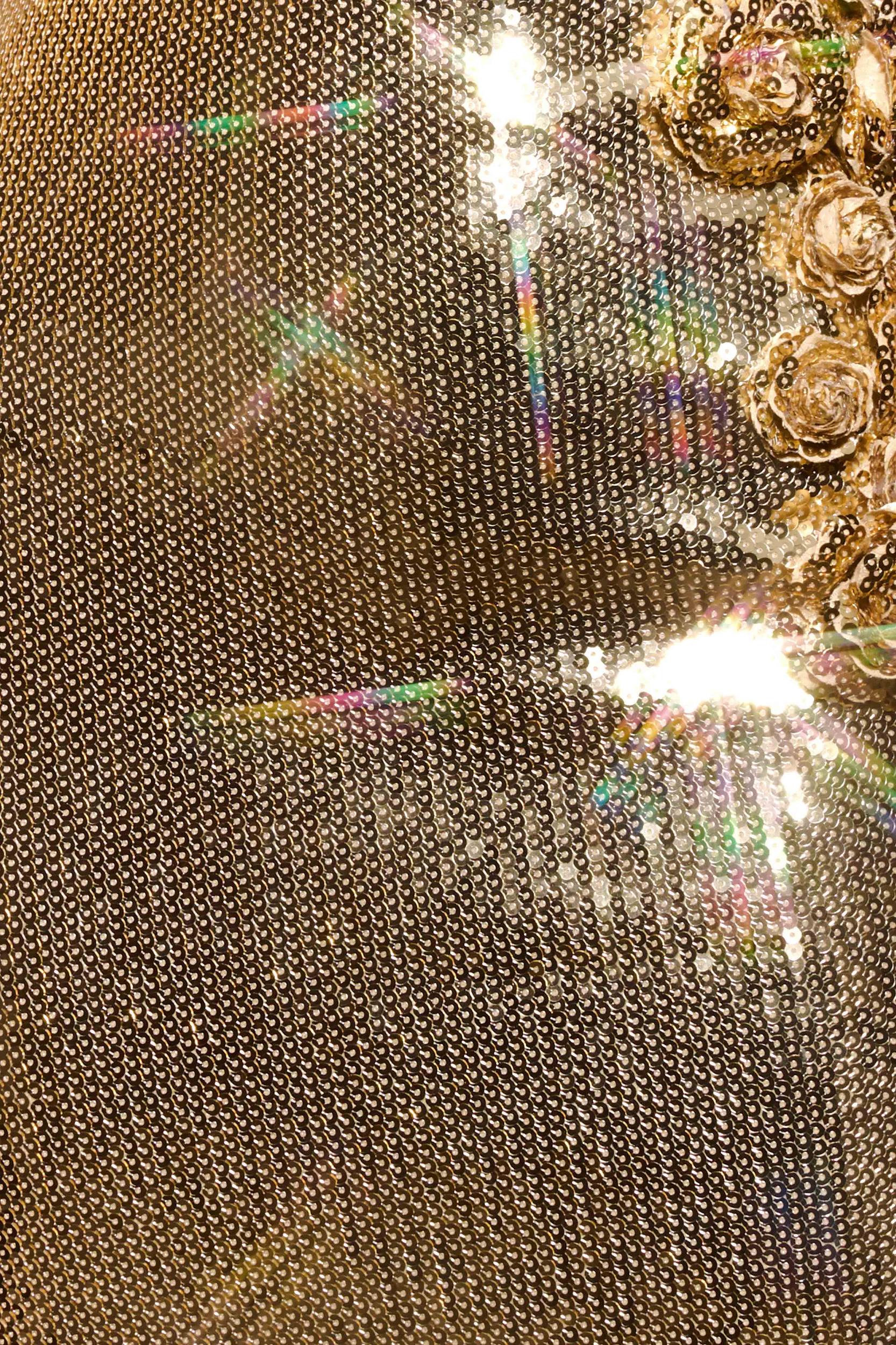 Cassia Strapless Sequin Rose Midi Dress - Gold Product Image