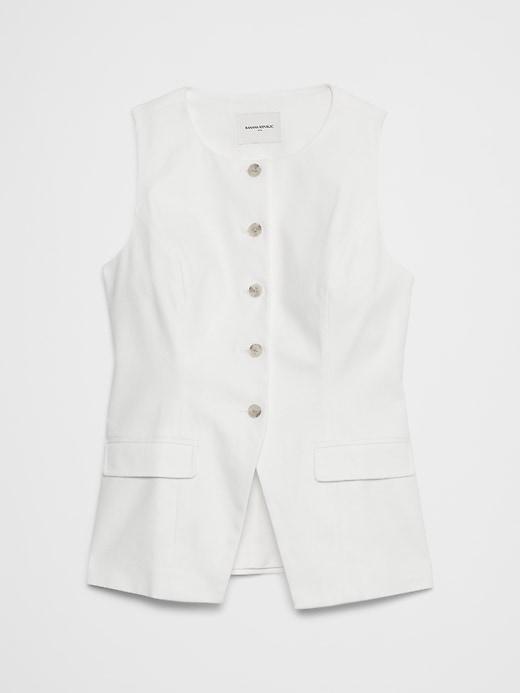 Linen-Blend Long Cutaway Vest Product Image