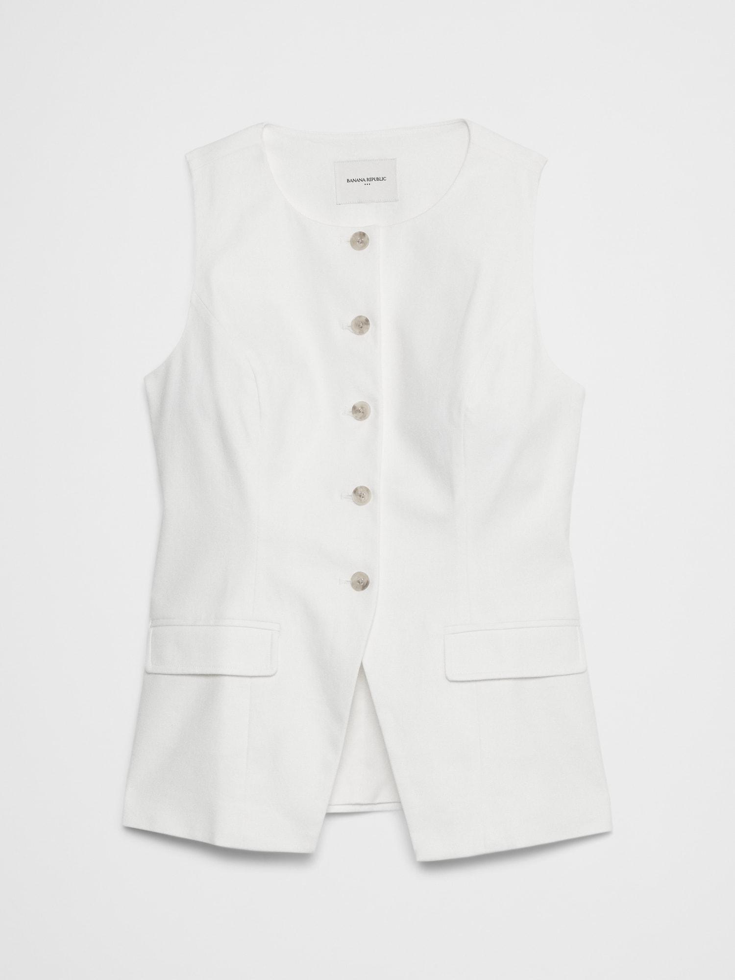 Linen-Blend Long Cutaway Vest Product Image