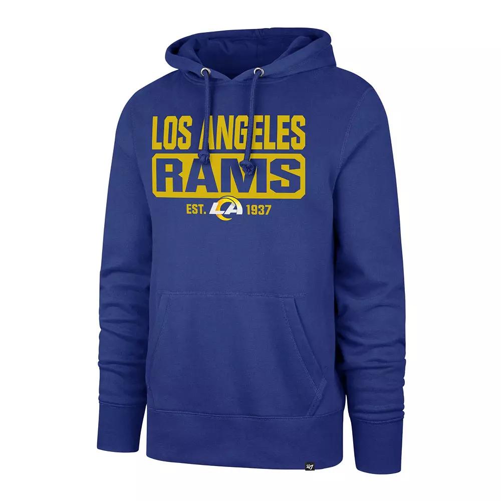 Men's '47 Royal Los Angeles Rams Box Out Headline Pullover Hoodie,  Product Image