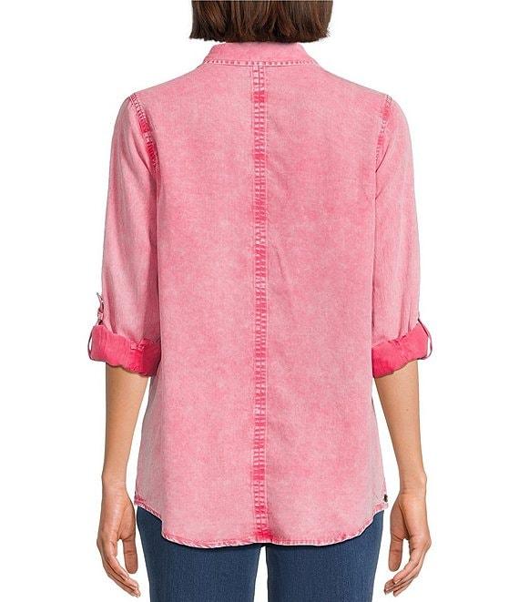 Intro Long Roll-Tab Sleeve Button Front Slub Lyocell Shirt Product Image