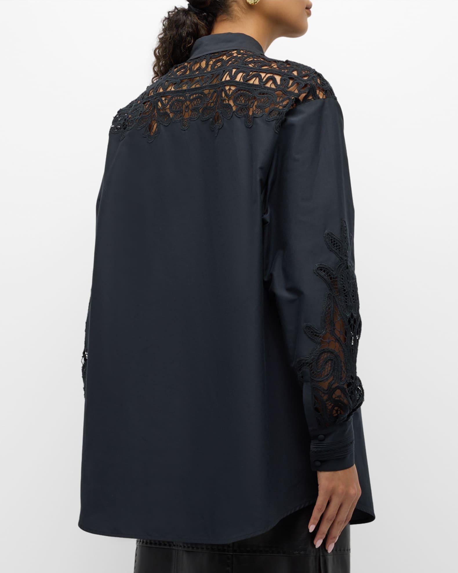 Harden Openwork Embroidery Cotton and Silk Tunic Shirt Product Image