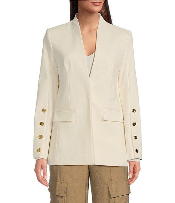 Donna Karan Collarless 4-Button Sleeve Blazer Product Image