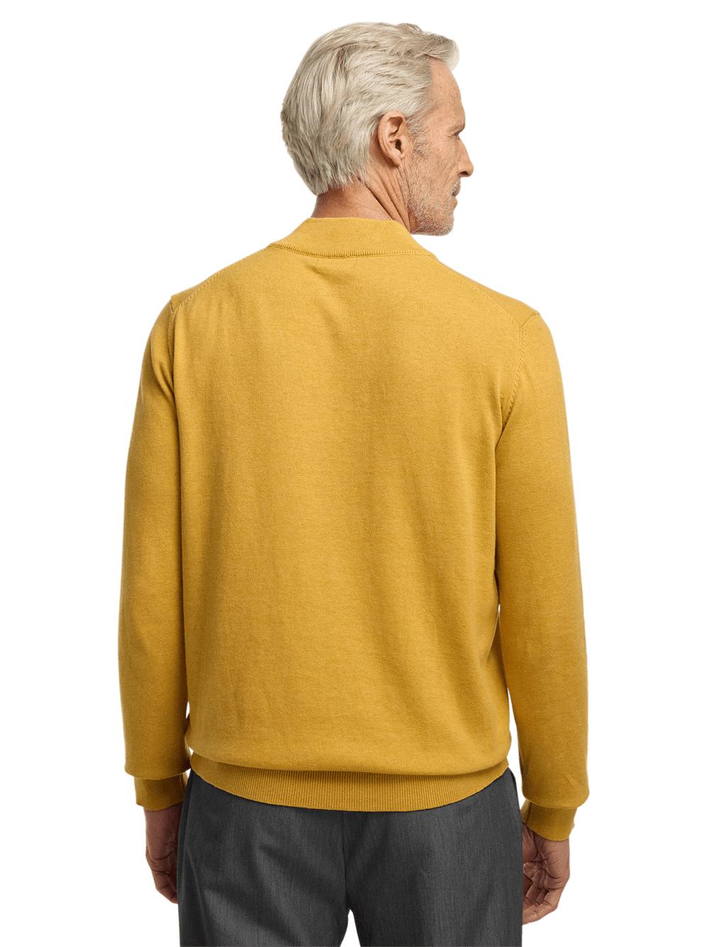 Supima Cotton Four Button Mock Neck Sweater - Mustard Product Image