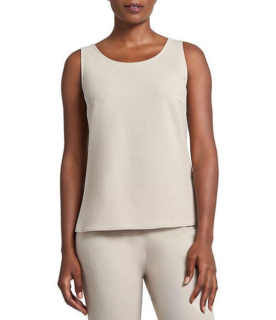 Ming Wang Stretch Deco Crepe Scoop Neck Sleeveless Top Product Image