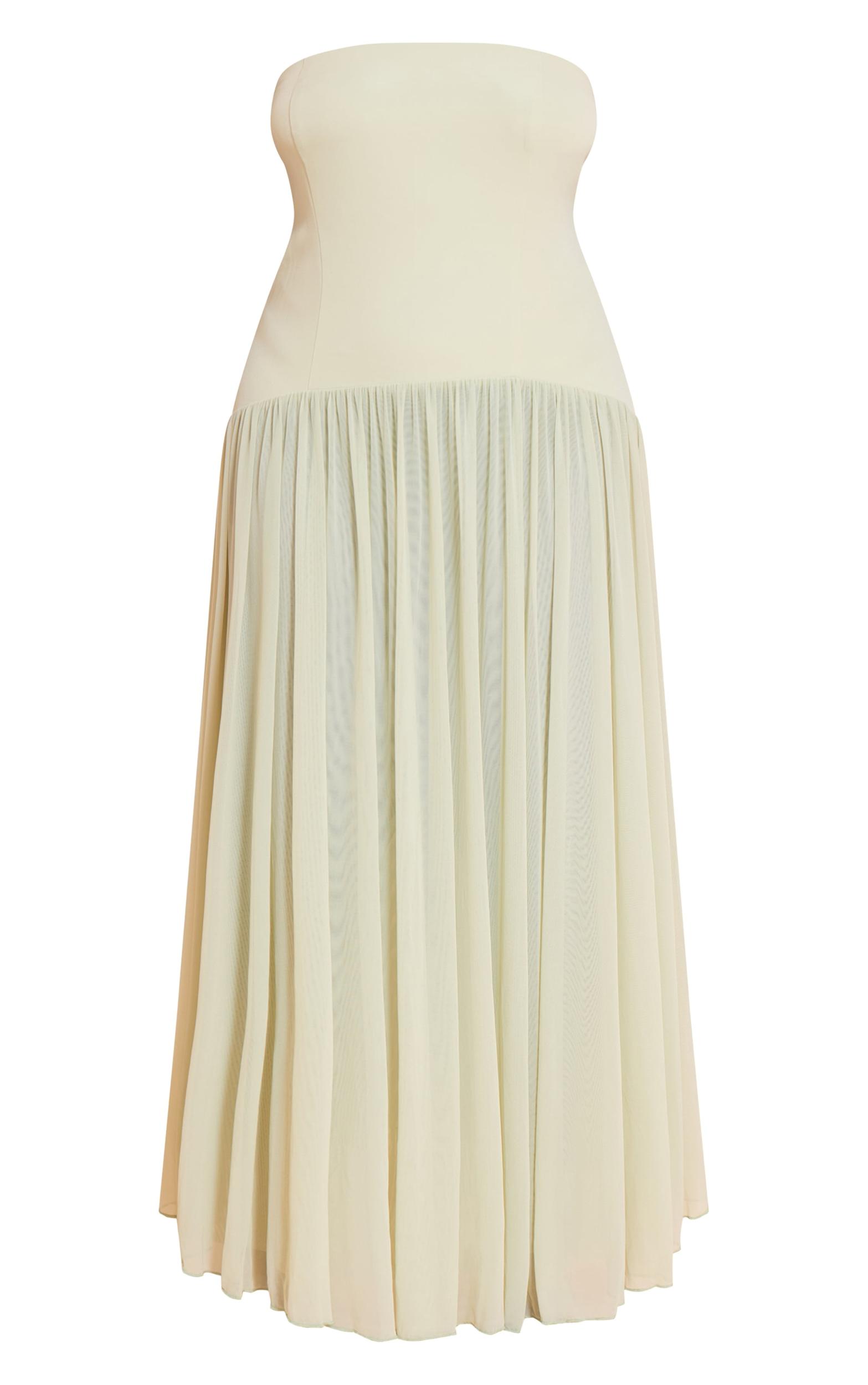 Plus Sage Bandeau Chiffon Pleated Maxi Dress Product Image