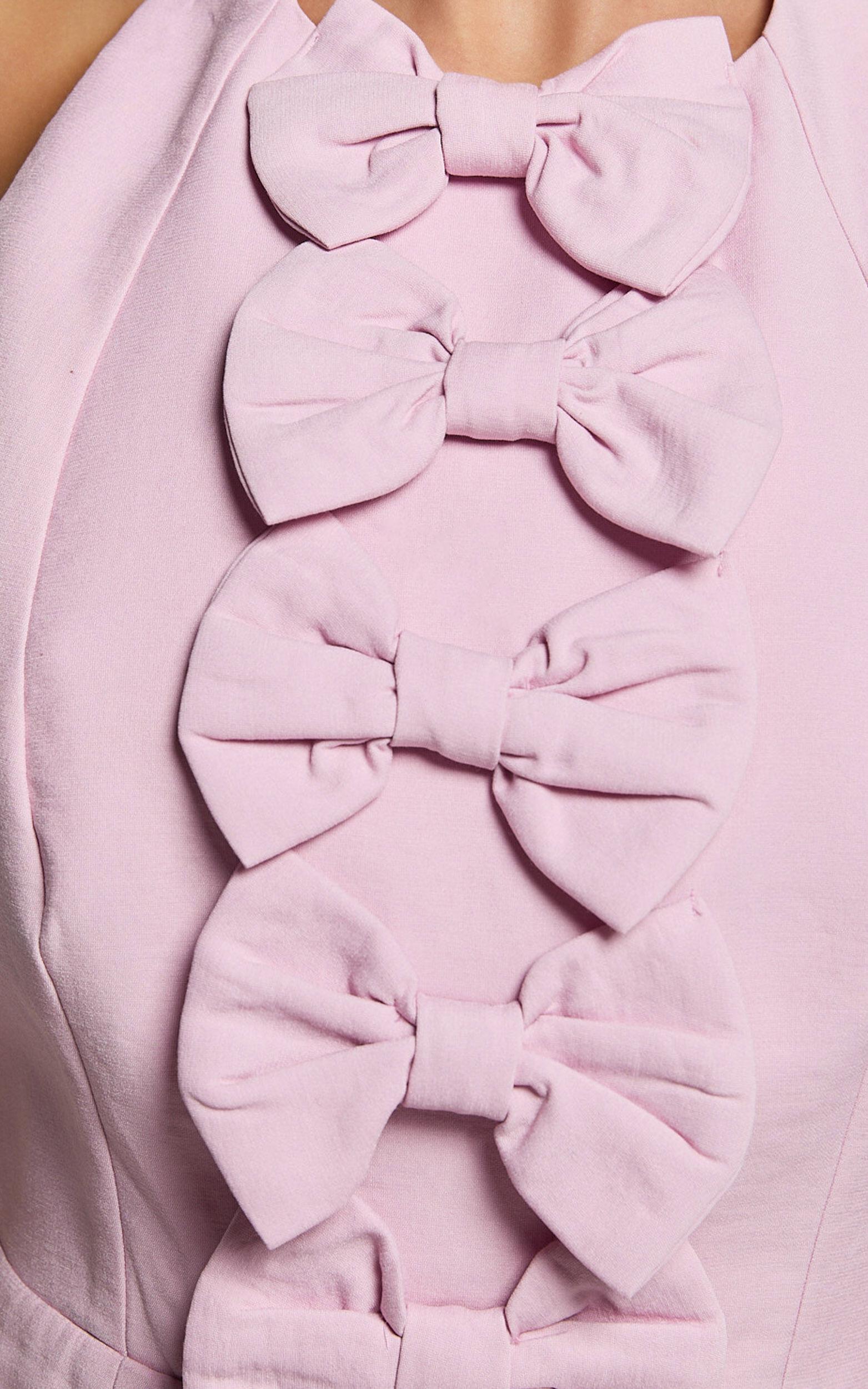 Wilfreda Mini Dress - Halter Neck Tie Dress in Frost Pink Product Image