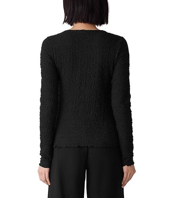 Eileen Fisher Organic Cotton Blend Textured Knit Round Neck Long Sleeve Top Product Image