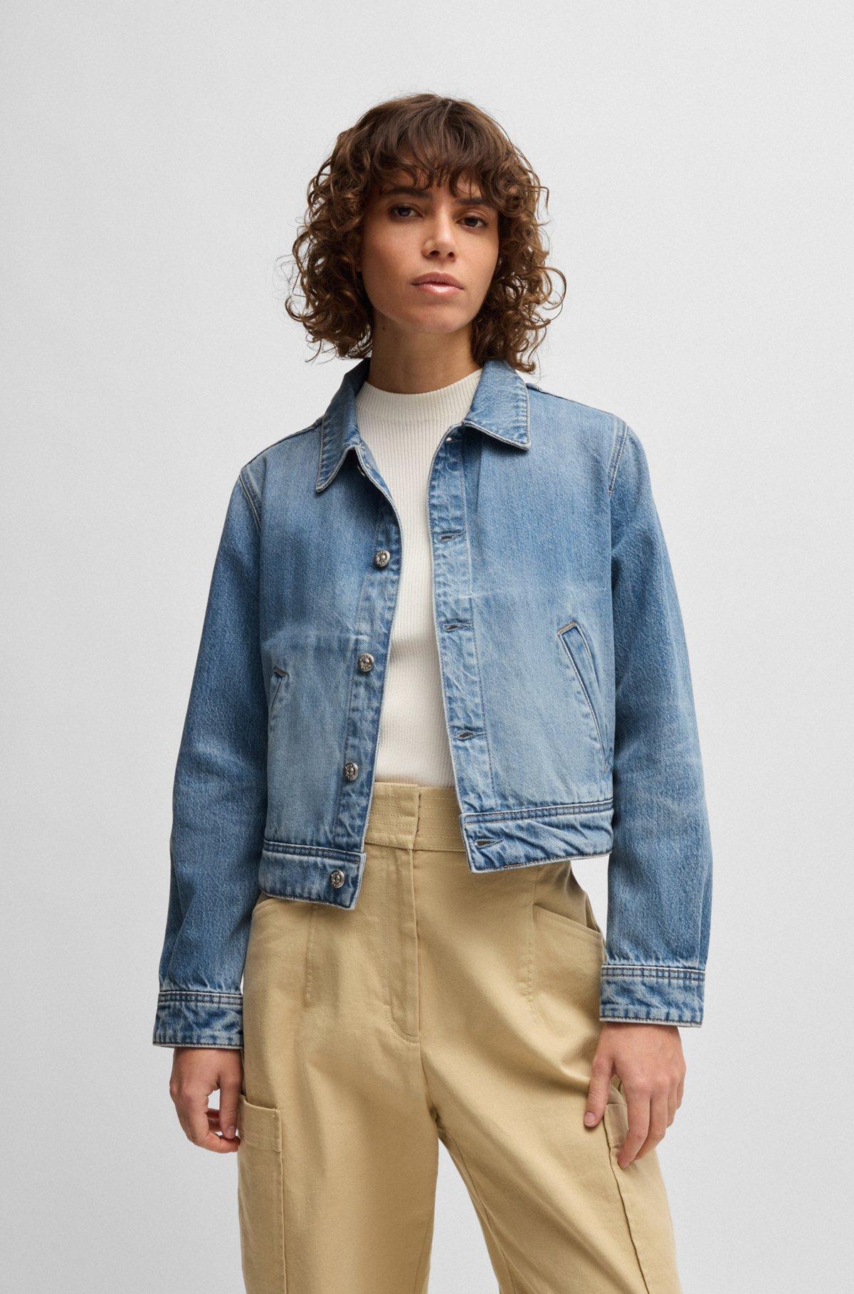 Straight-fit jacket in blue rigid denim Product Image