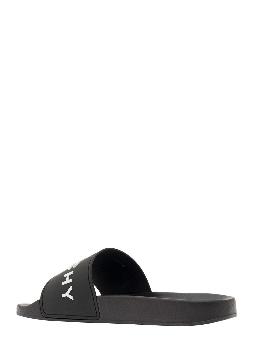 Black Logo-Print Pool Slides Product Image