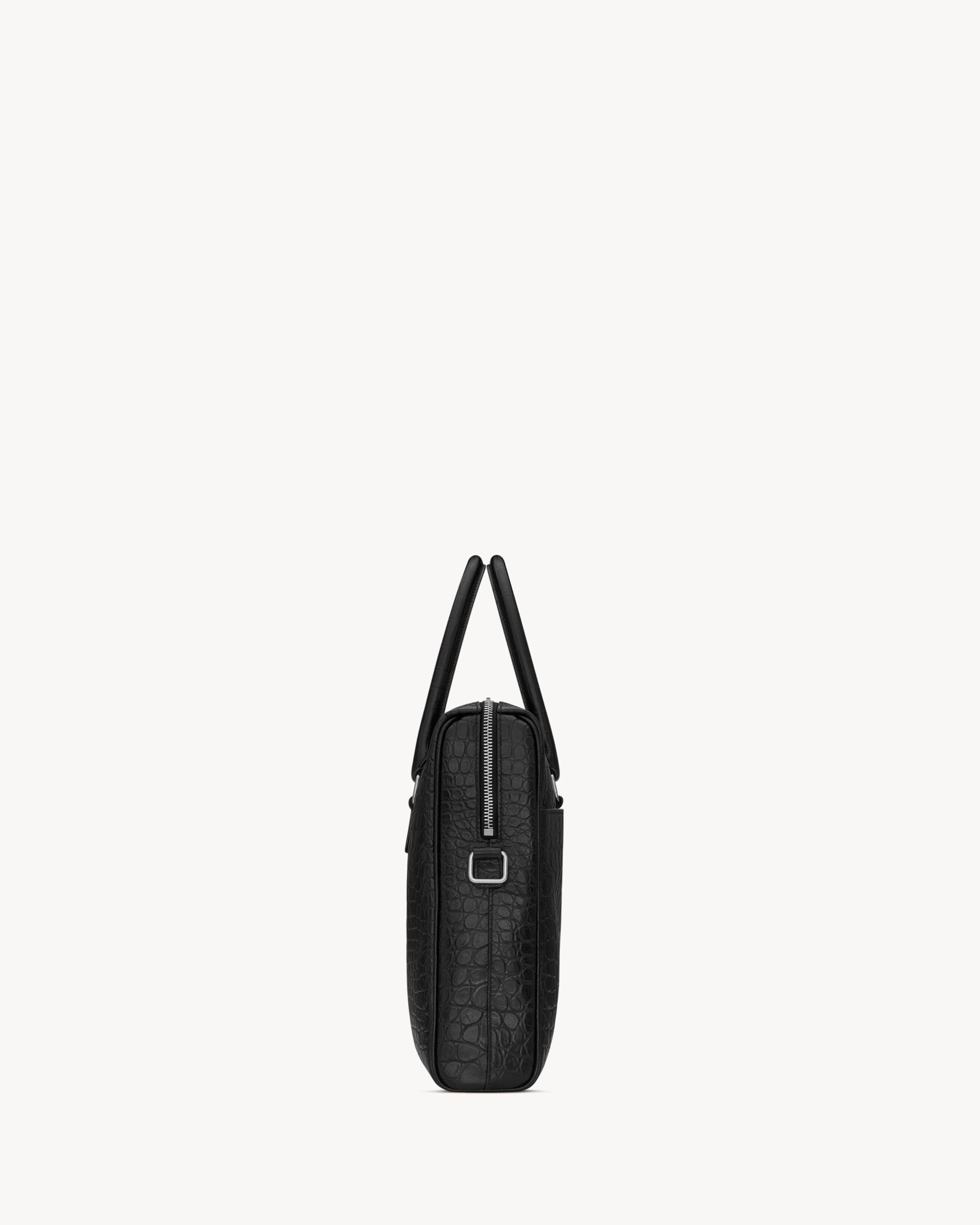DUFFLE SAINT LAURENT briefcase bag in crocodile-embossed matte leather Product Image