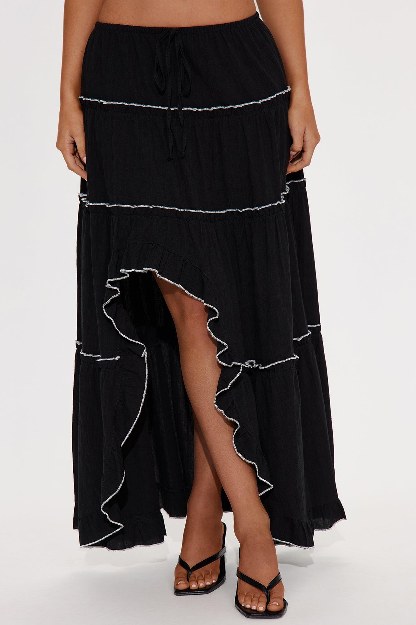 My Love For You Tiered Maxi Skirt - Black/White Product Image