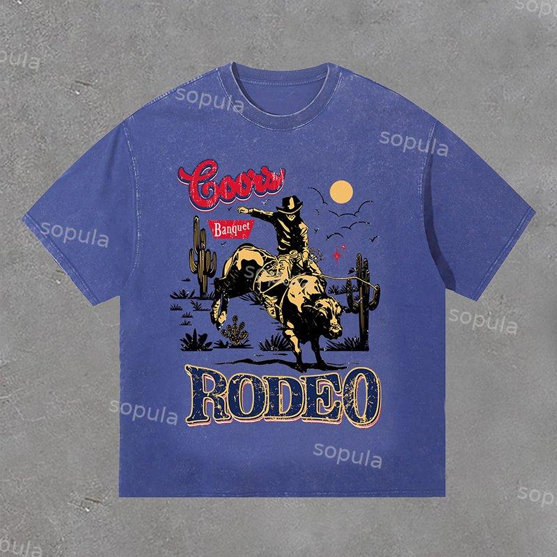Men's Coors Banquet Rodeo Classic Graphics Acid Washed Vintage T-Shirt Product Image
