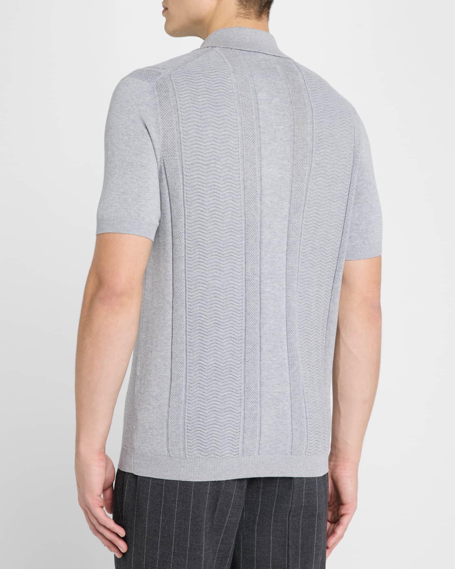 Men's Cotton Chevron Stripe Short-Sleeve Polo Sweater Product Image